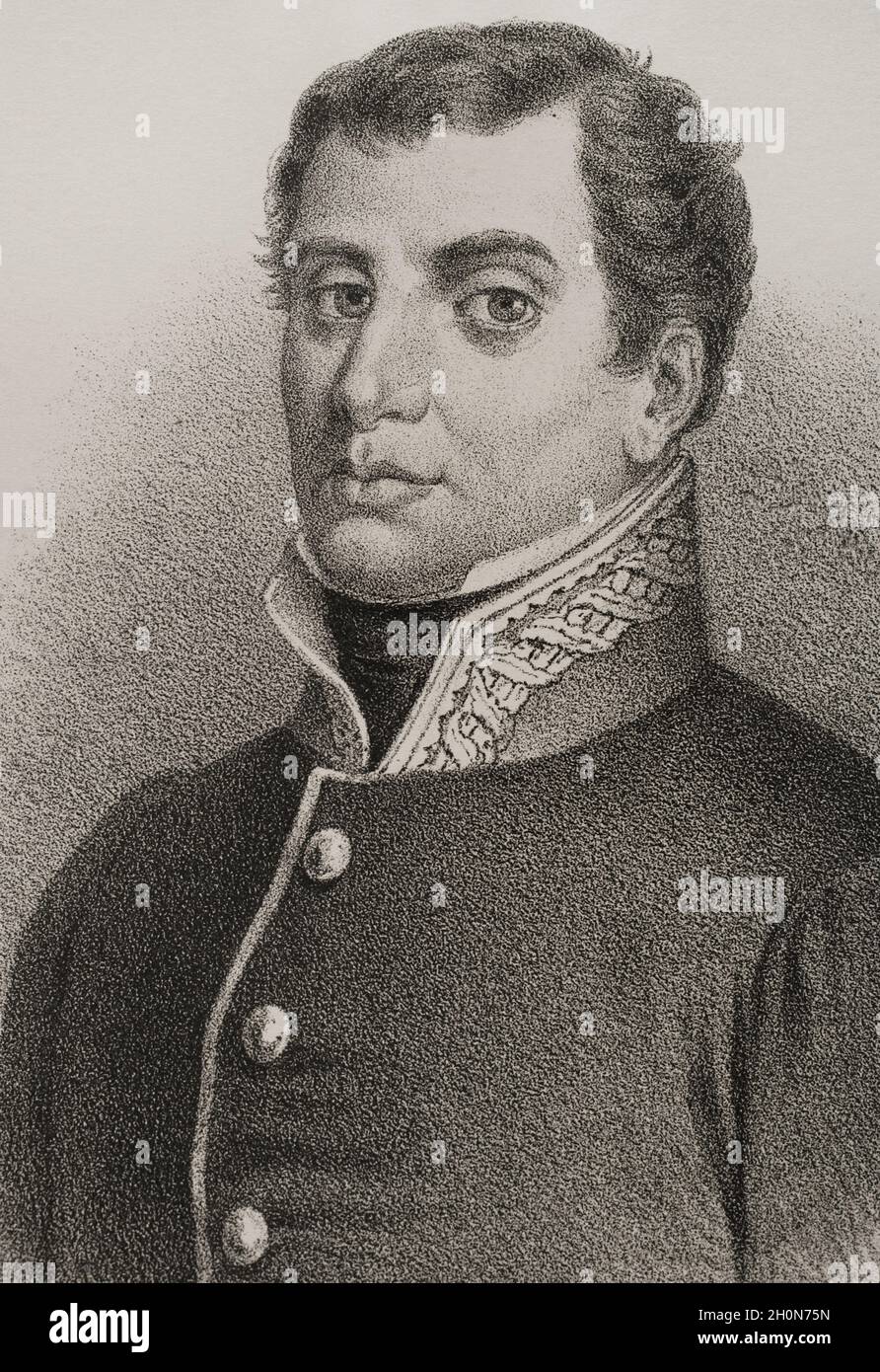 Rafael del Riego (1784-1823). Militare e politico spagnolo. Ha proclamato la Costituzione liberale di Cadice, a Cabezas de San Juan (provincia di se Foto Stock