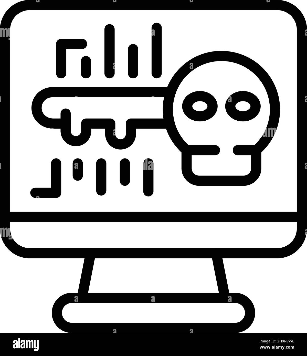 Vettore di contorno icona frode hacker. Blocco del sistema. Tasto Cyber Illustrazione Vettoriale