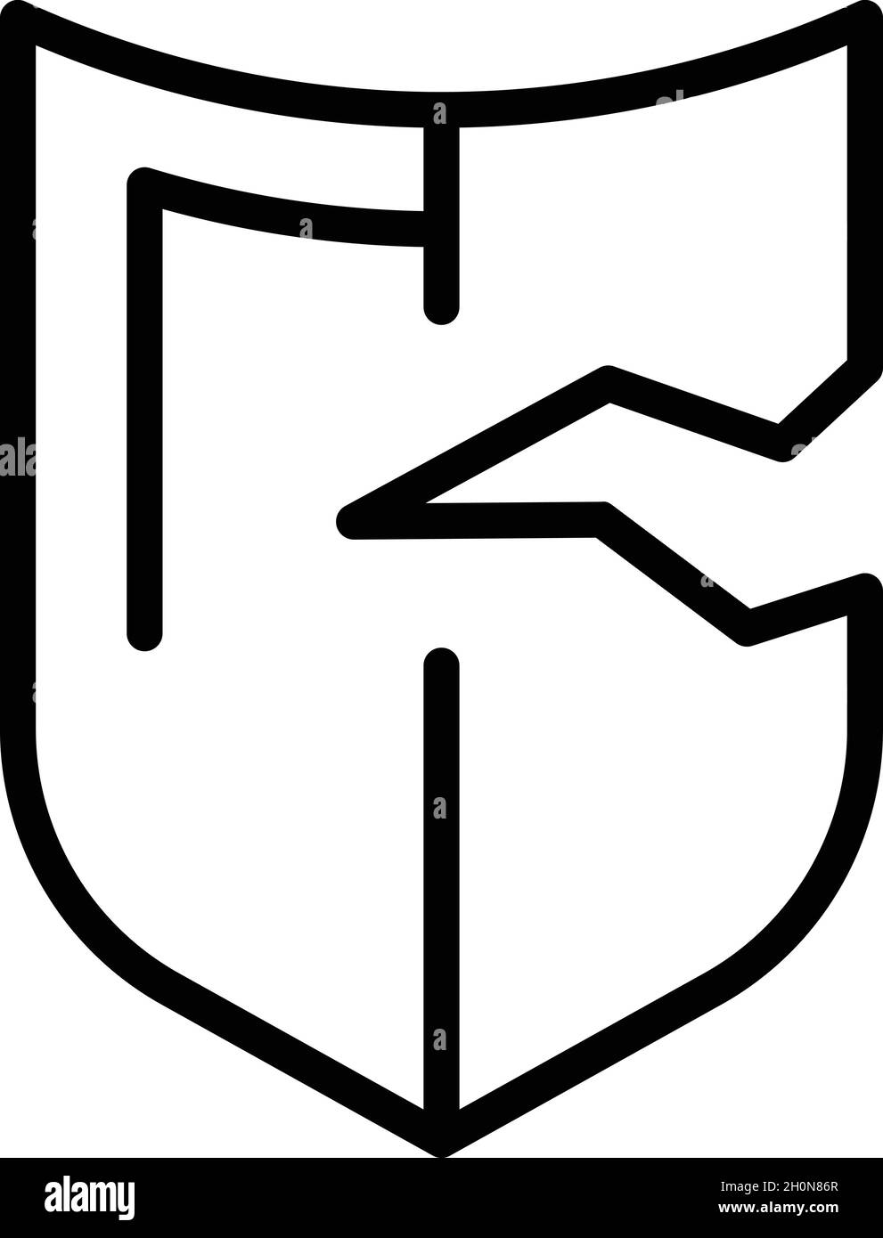 Frode furto icona vettore di contorno. Bloccare. Tasto Cyber Illustrazione Vettoriale