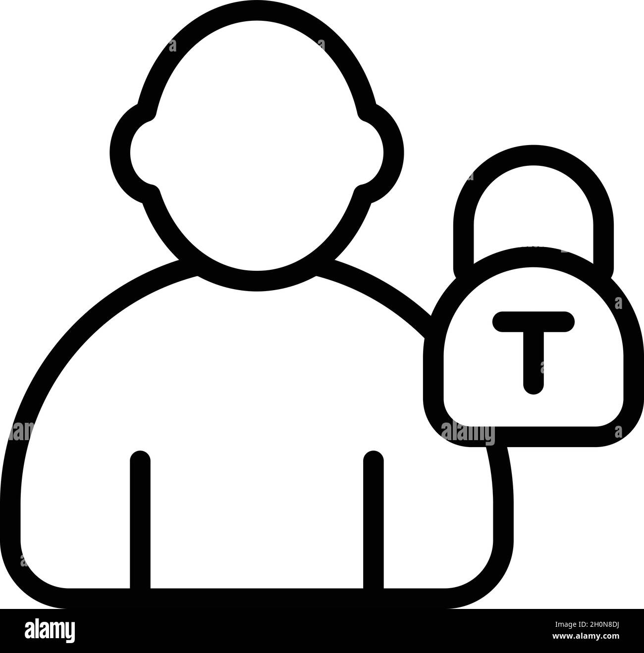 Blocca vettore contorno icona furto. Basta con le frodi. Tasto Cyber Illustrazione Vettoriale