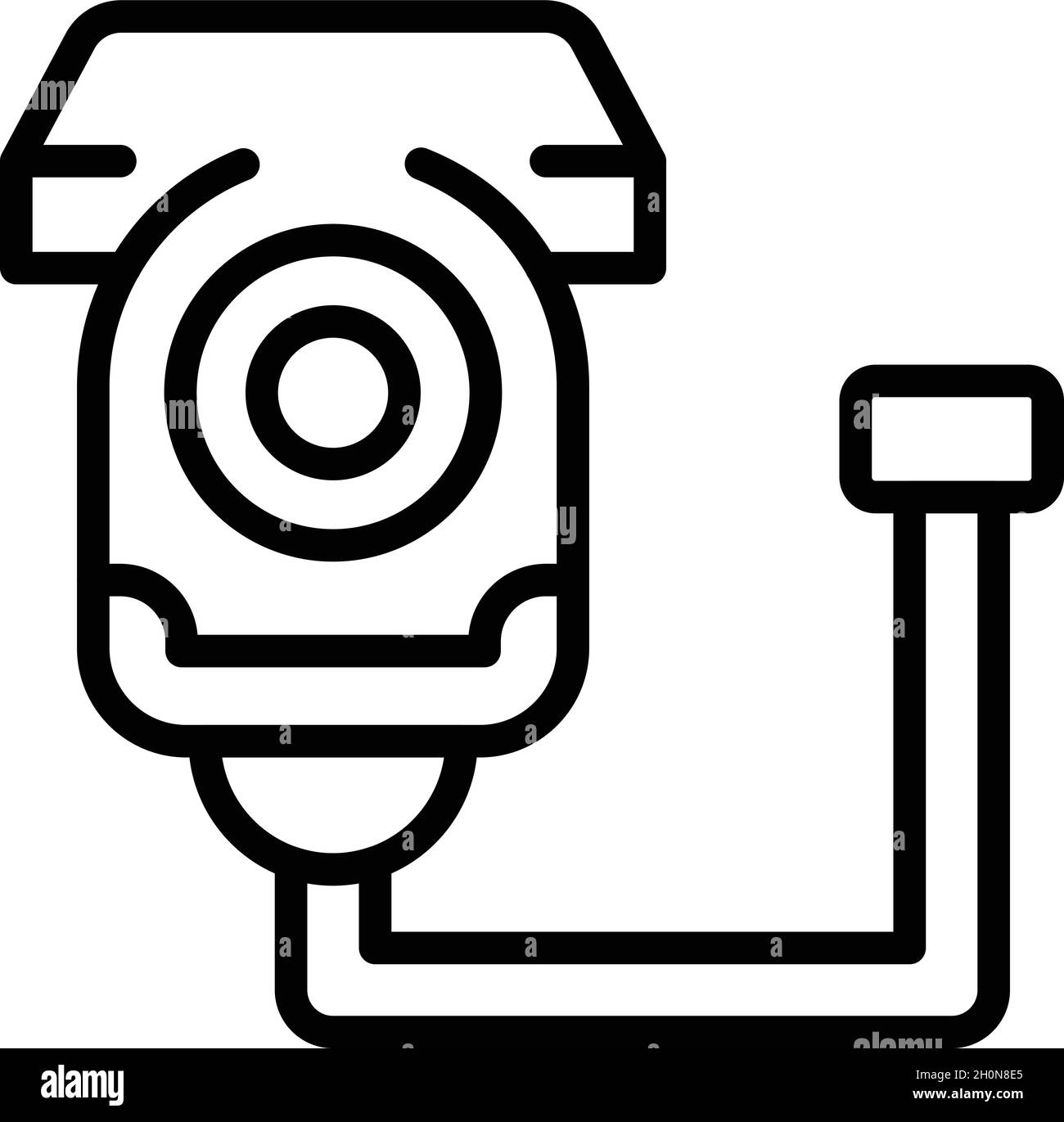 Vettore contorno icona telecamera polizia. Basta con le frodi. Tasto Cyber Illustrazione Vettoriale