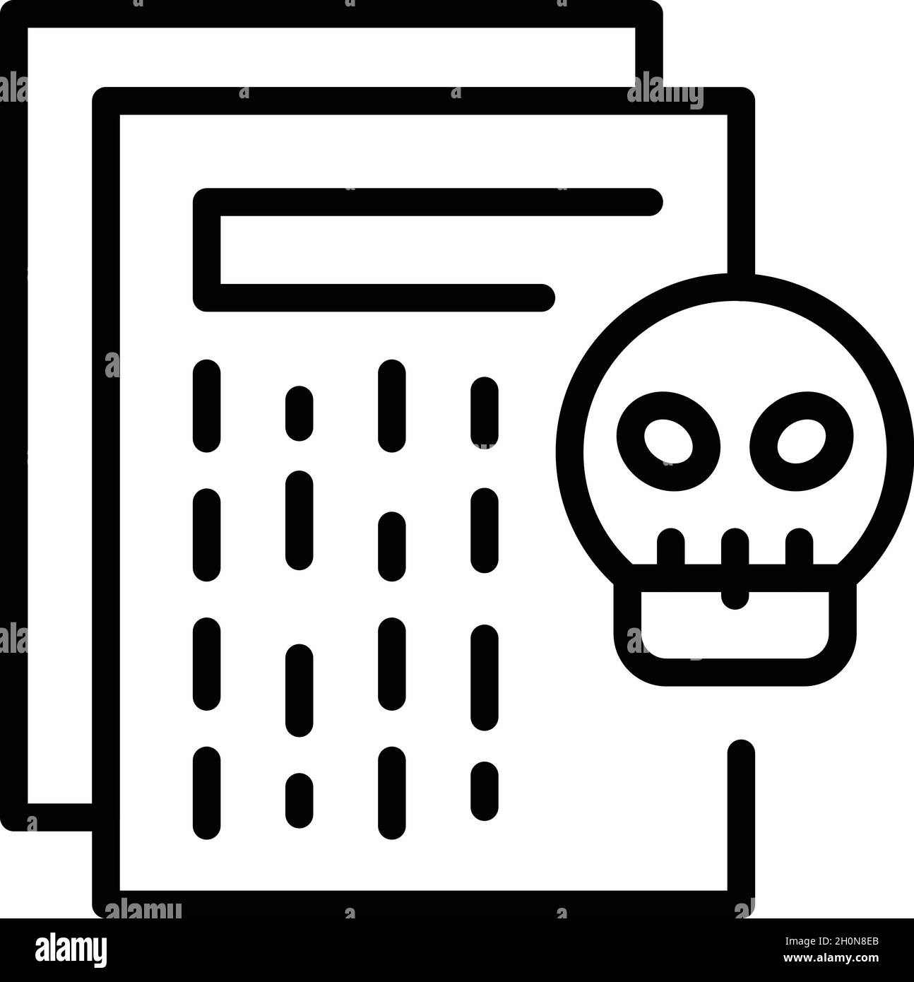 Vettore contorno icona virus PC. Arrestare il sistema. Cyber-lock Illustrazione Vettoriale