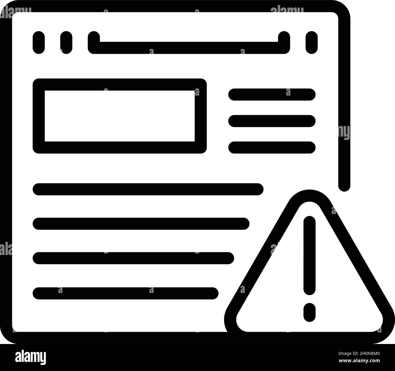 Vettore di contorno icona sito web protetto. Blocco del sistema. Sicurezza informatica Illustrazione Vettoriale