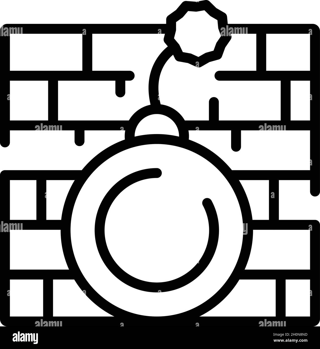 Vettore di contorno icona bomba firewall. Soldi cibernetici. Blocco hacker Illustrazione Vettoriale