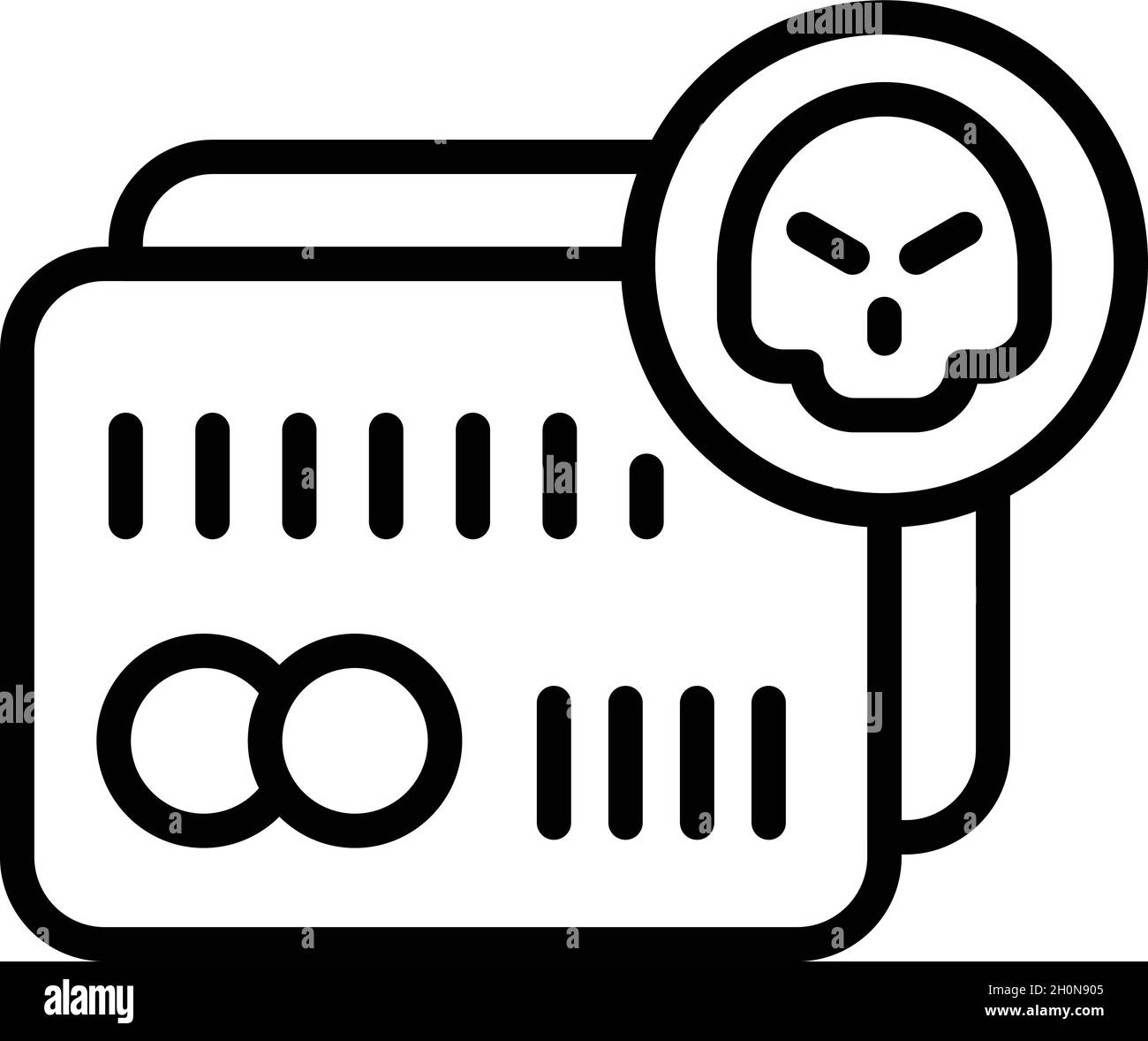 Vettore di contorno icona frode carta di credito. Cuber sicuro. Identità monetaria Illustrazione Vettoriale