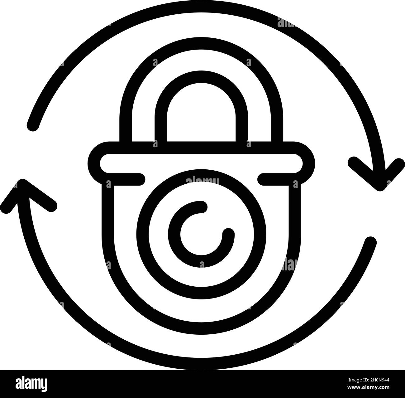 Modificare il vettore contorno icona cyber-lock. Chiave di sicurezza. Frode informatica Illustrazione Vettoriale