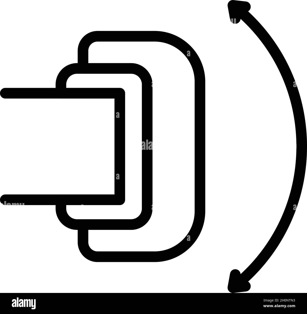 Vettore contorno icona angolo telecamera VR. Tour virtuale. Design panoramico Illustrazione Vettoriale