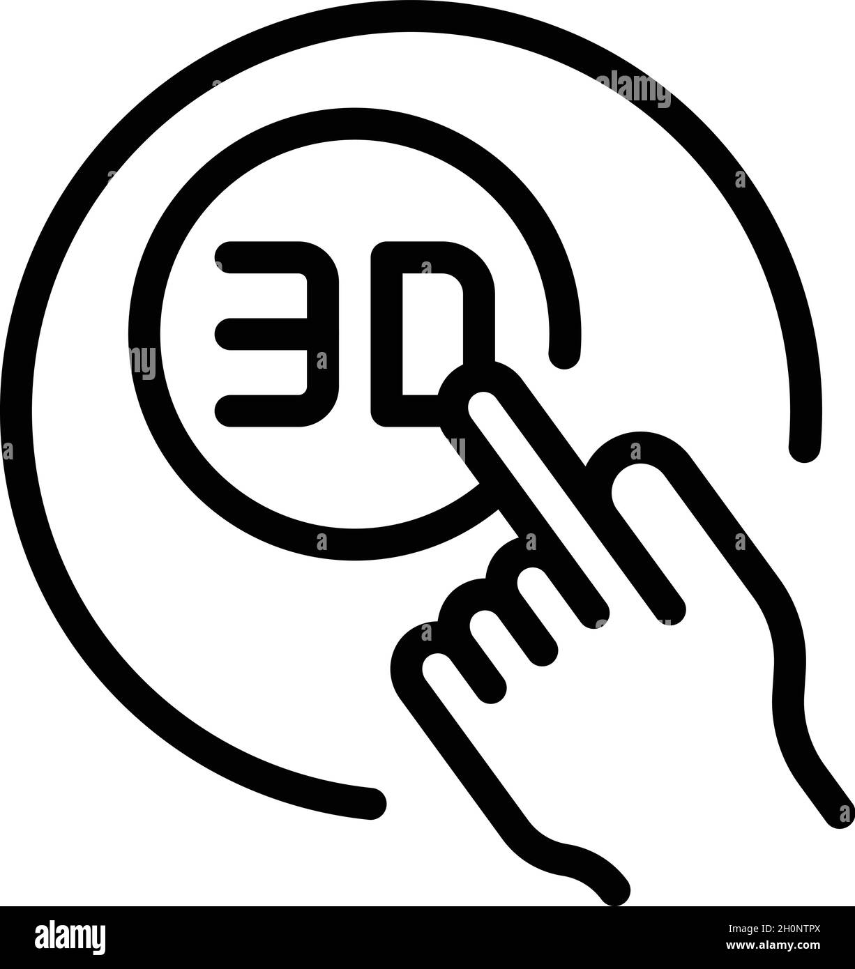 vettore contorno icone 3d touch. Tour virtuale. Angolo della telecamera Illustrazione Vettoriale