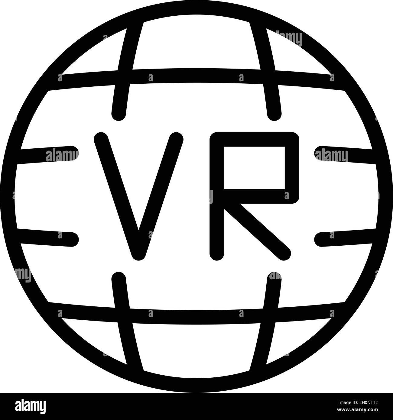 Vettore di contorno icona tour vr internazionale. Angolo della telecamera. Design panoramico Illustrazione Vettoriale