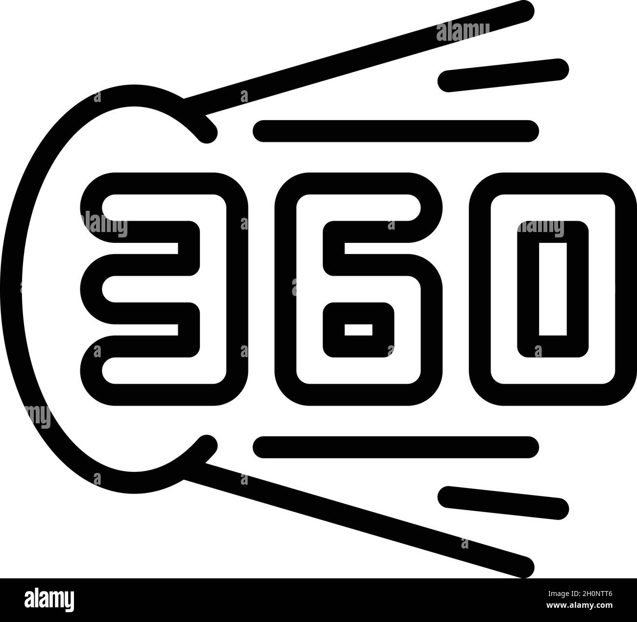 360 vr reality icon outline vettoriale. Tour virtuale. Angolo della telecamera Illustrazione Vettoriale