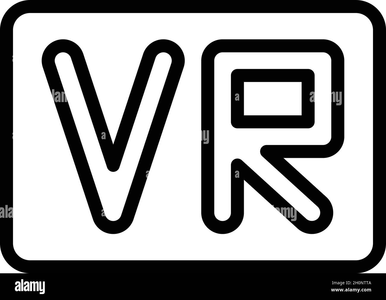 Vettore di contorno icona vr digitale. Tour virtuale. Video angolare Illustrazione Vettoriale