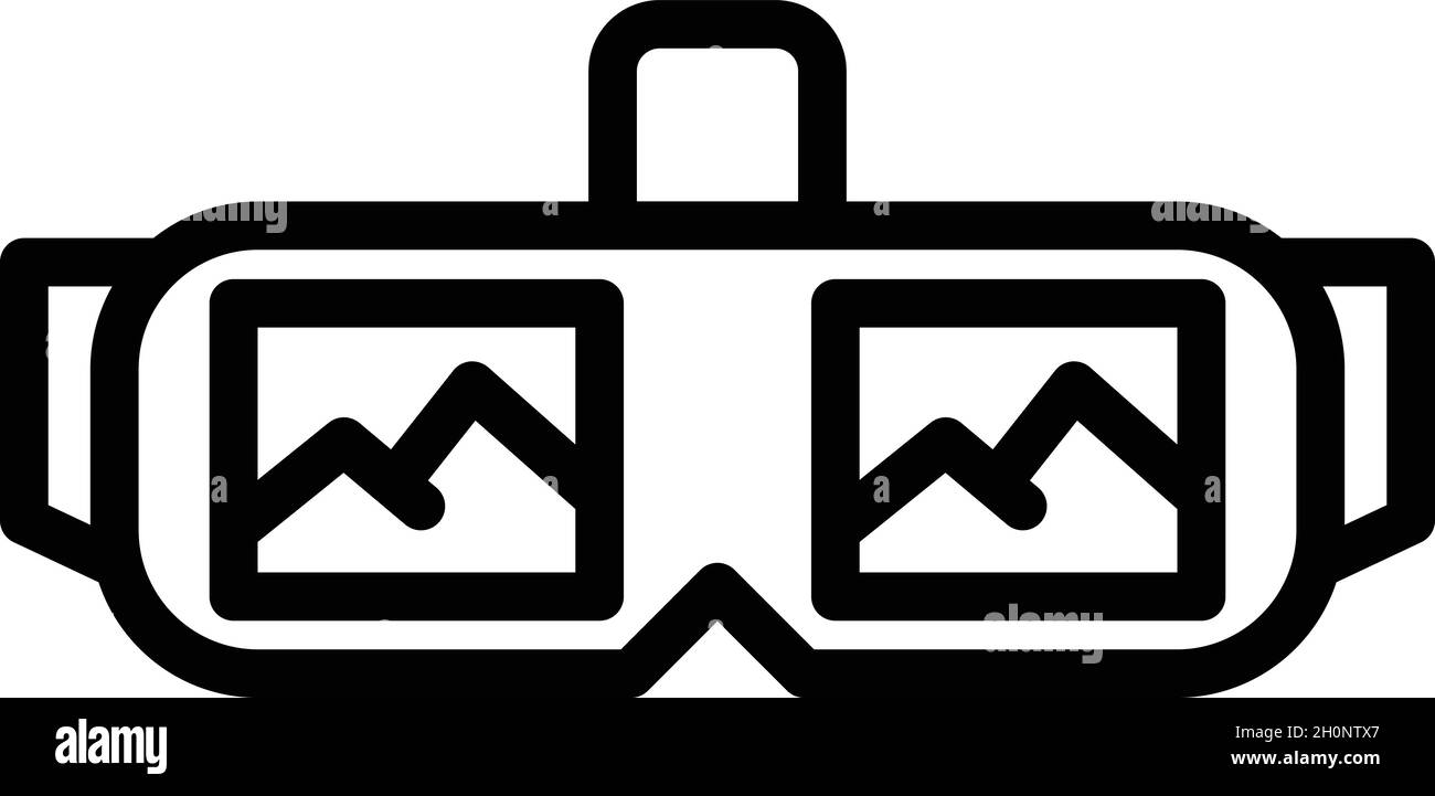 Occhiali virtuali tour icona vettore contorno. angolo 360. Grado video Illustrazione Vettoriale