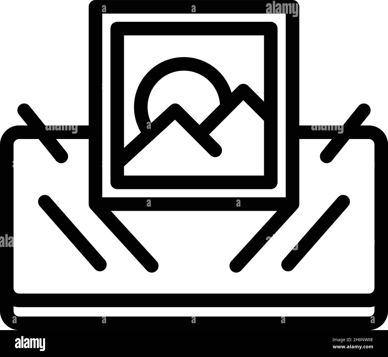Paesaggio vr tour icona contorno vettore. Angolo della telecamera. Visualizza grado Illustrazione Vettoriale