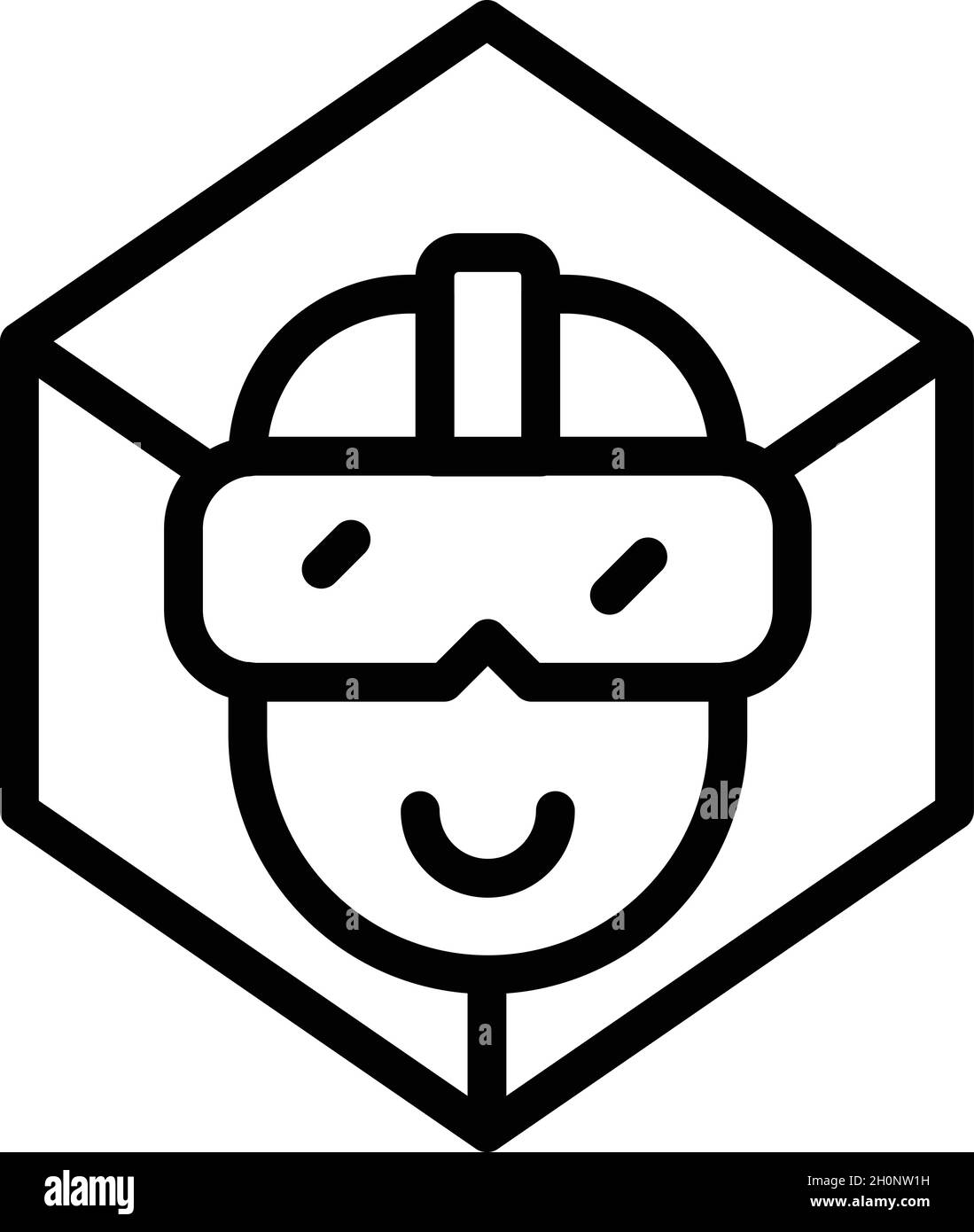 Vettore contorno icona ologramma VR. Tour virtuale. Angolo della telecamera Illustrazione Vettoriale