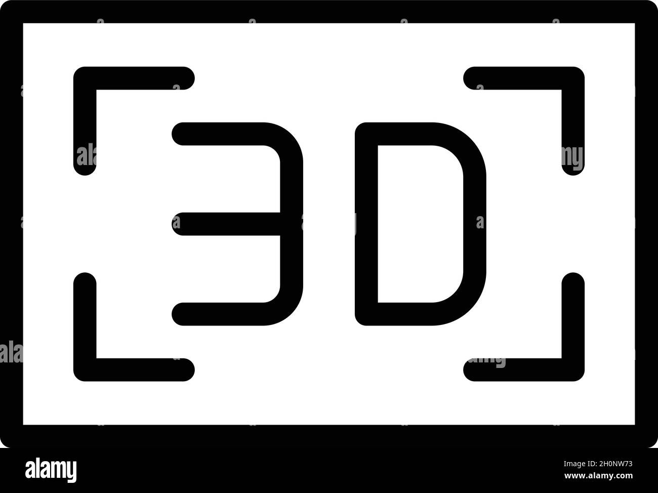 vettore contorno icona realtà 3d. Angolo della telecamera. Visualizza grado Illustrazione Vettoriale