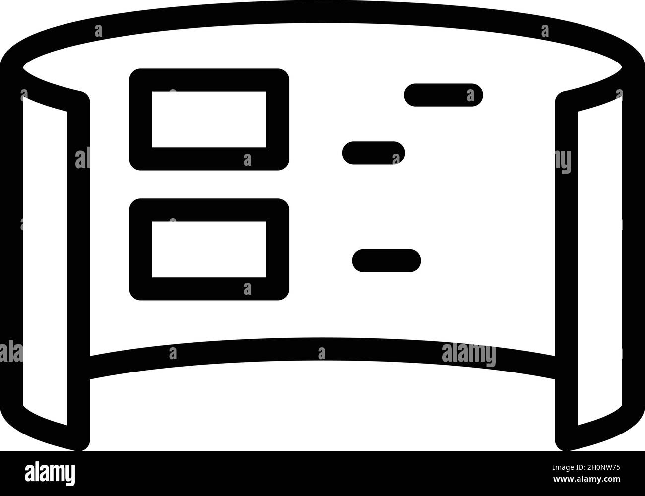 Vettore di contorno dell'icona di controllo minimo ampio. Tour VR. Design panoramico Illustrazione Vettoriale