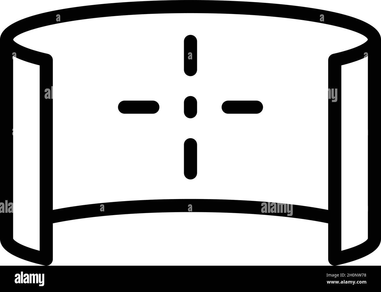 Vettore contorno icona del target del tour VR. Vista panoramica. Angolo della telecamera Illustrazione Vettoriale