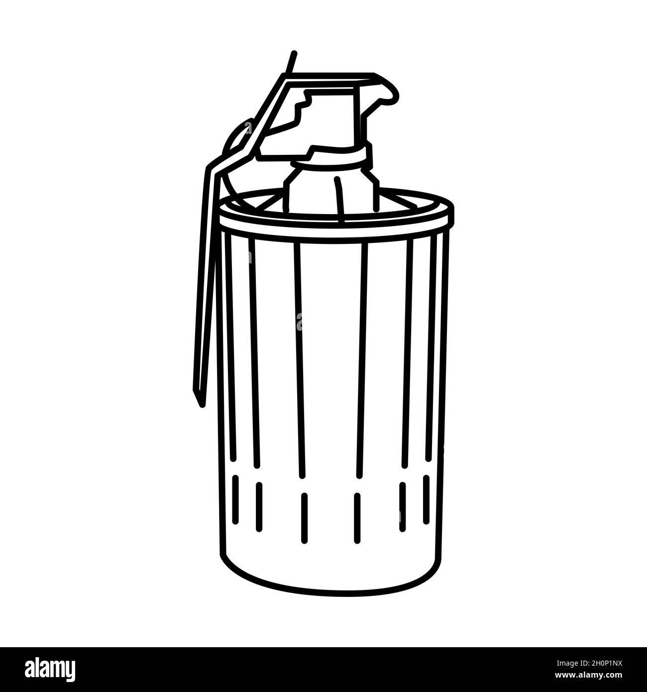 Polizia Riot lacrima gas canister parte di attrezzature di polizia e accessori disegnati a mano icona set Vector. Illustrazione Vettoriale