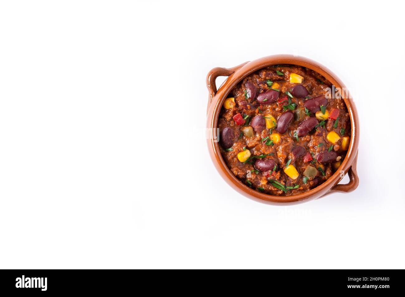 Tradizionale messicano tex mex chili con carne isolato su sfondo bianco Foto Stock