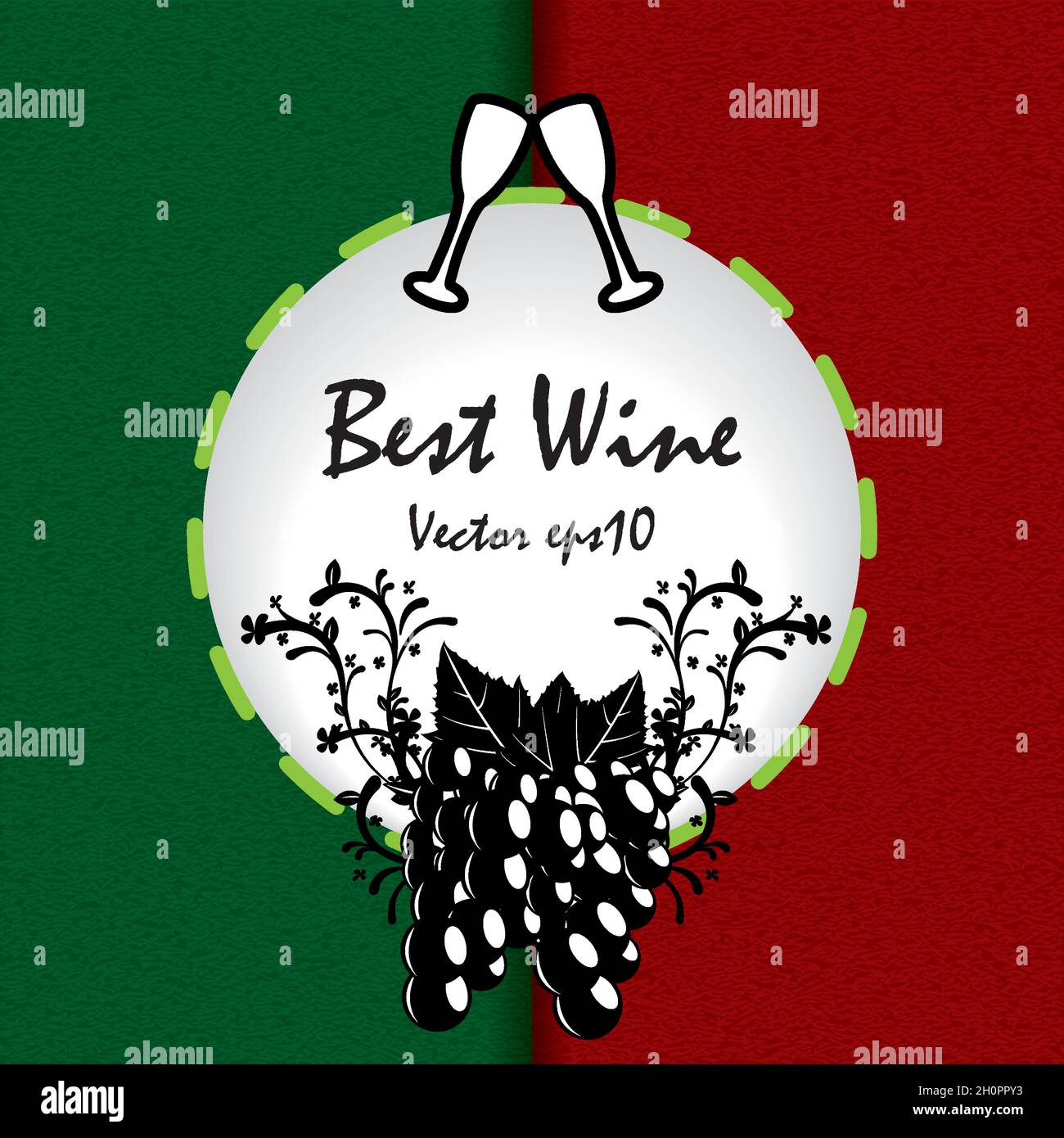 Illustrazione vettoriale del tema del vino verde rosso Illustrazione Vettoriale