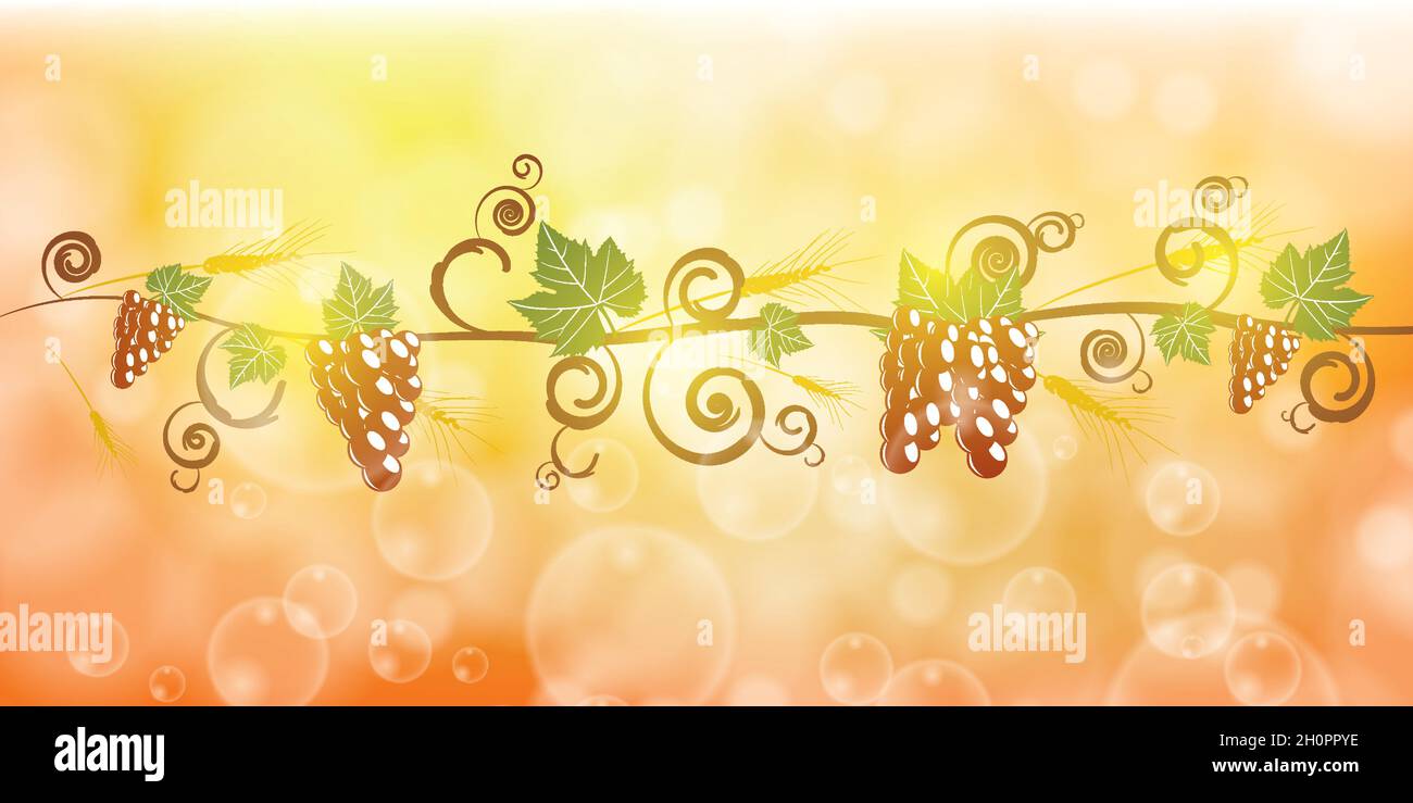 Illustrazione di frutta d'uva matura e mais Illustrazione Vettoriale