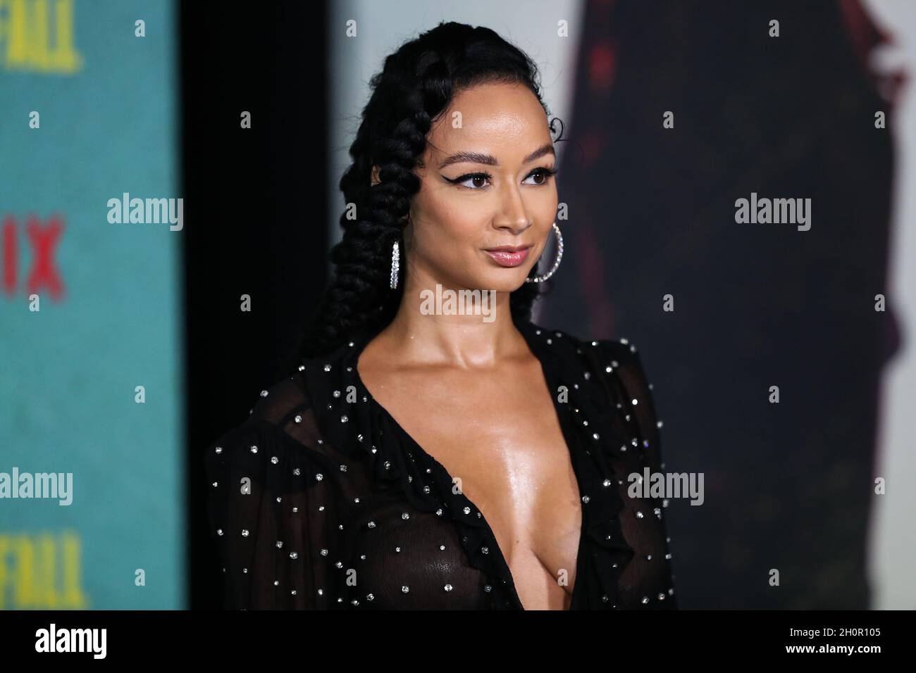 LOS ANGELES, CALIFORNIA, Stati Uniti d'America - OTTOBRE 13: Il modello Draya Michele arriva al Los Angeles Premiere di Netflix 'The Harder Kee Fall' tenuto presso il Shrine Auditorium and Expo Hall il 13 ottobre 2021 a Los Angeles, California, Stati Uniti. (Foto di Xavier Collin/Image Press Agency) Foto Stock