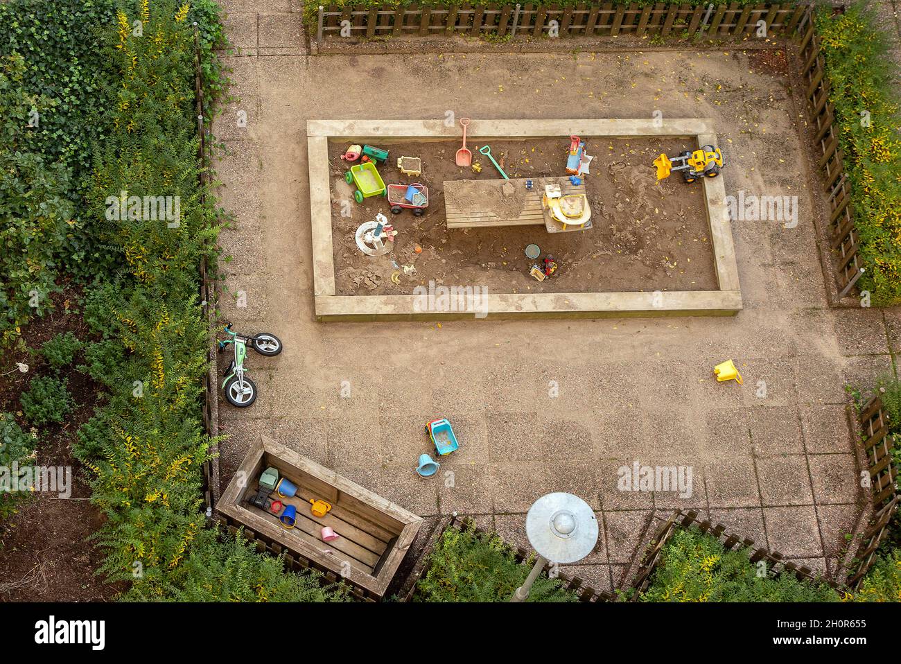 Pre-scuola Parco giochi buca di sabbia Foto Stock