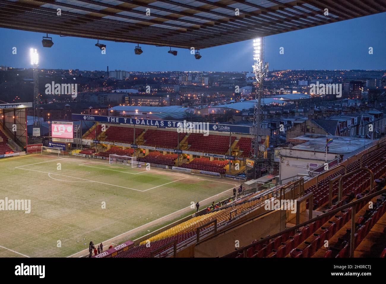 Vista generale del Northern Commerals Stadium alla Valley Parade Foto Stock