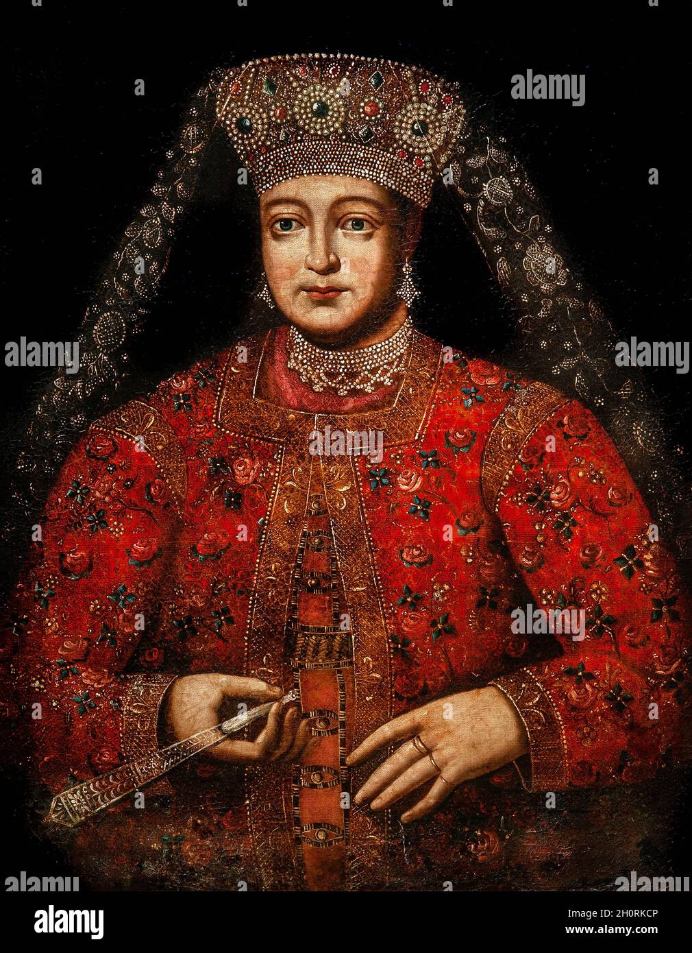 Arte, arte russa, artista sconosciuto, titolo dell'opera, Ritratto della Tsarina Marpha Matveyevna seconda moglie dello zar Fëdor III Alekseevič, 1682, o Foto Stock