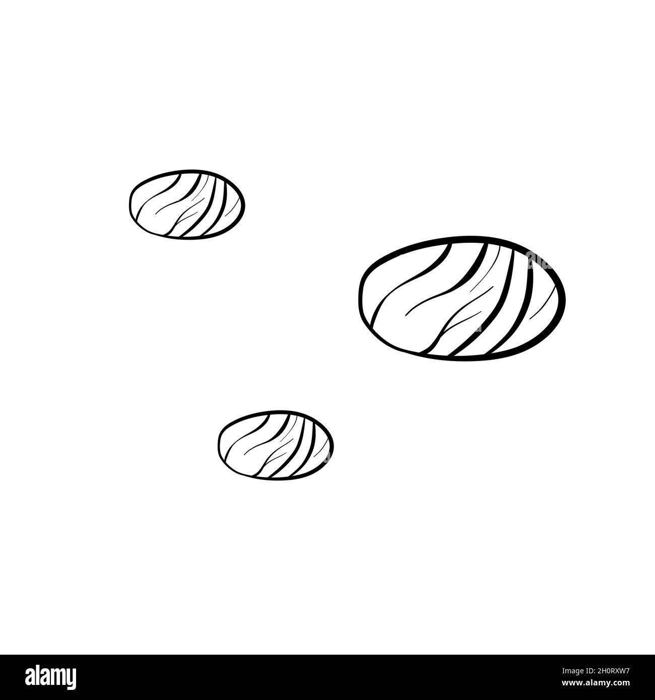 Illustrazione vettoriale di pietre di mare del doodle disegnate a mano Illustrazione Vettoriale