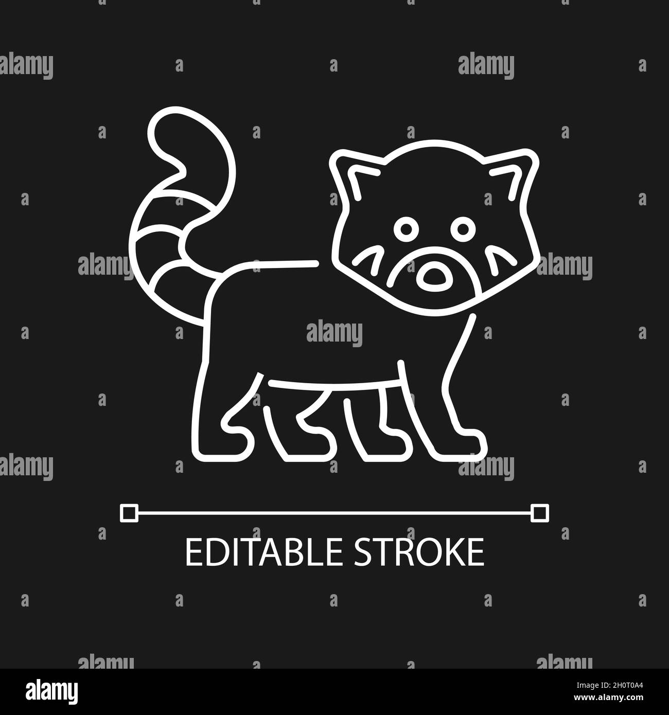 Icona lineare bianca panda rossa per tema scuro Illustrazione Vettoriale