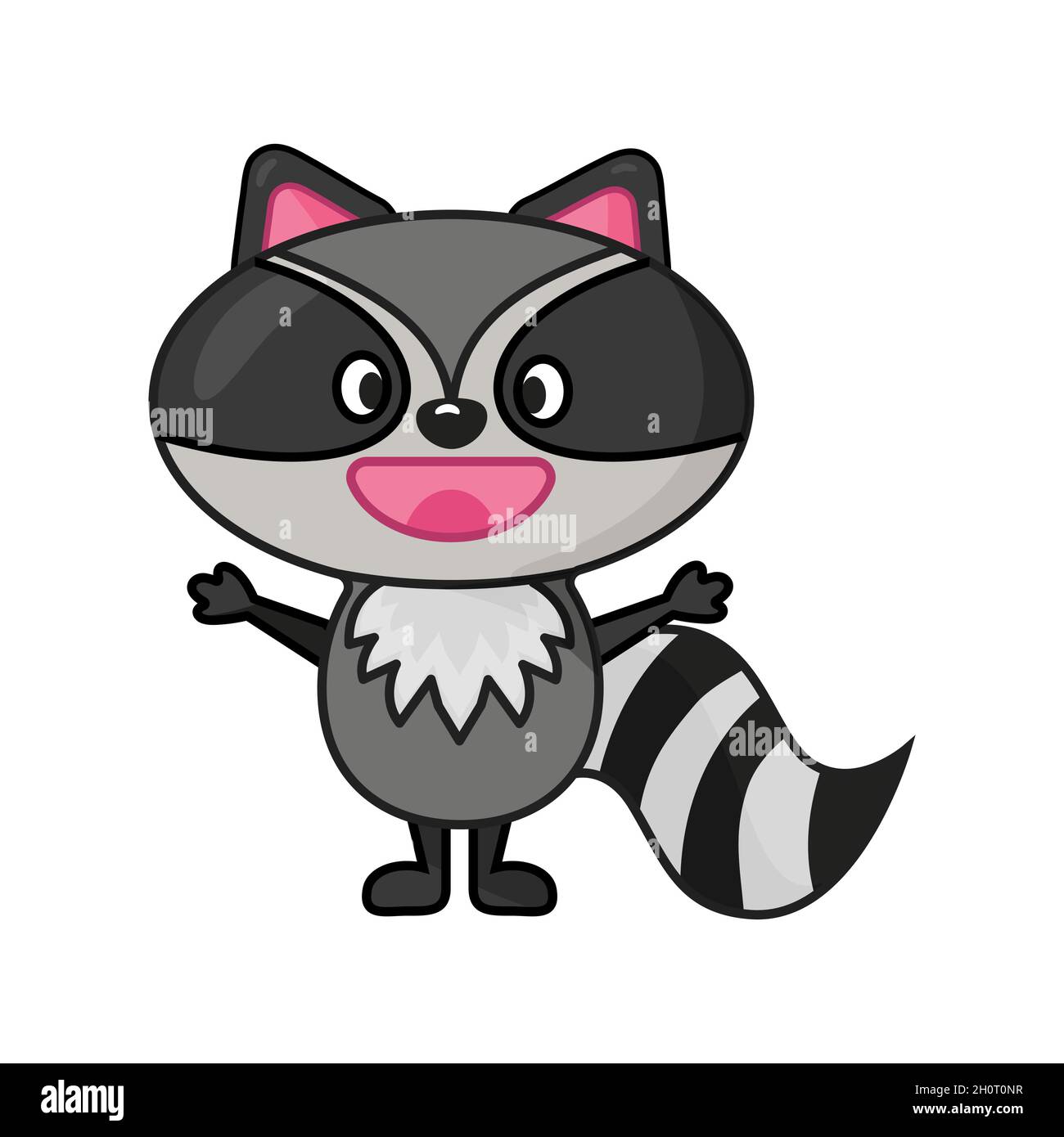 carino allegro stile raccoon design di carattere piatto Illustrazione Vettoriale