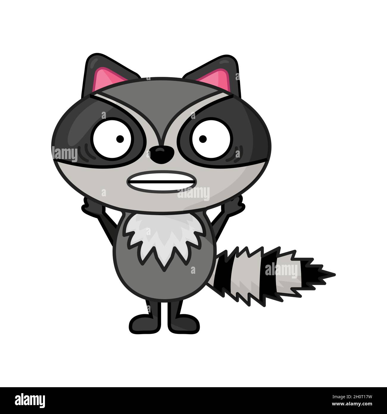 stile piatto divertente carattere di raccoon paura design Illustrazione Vettoriale