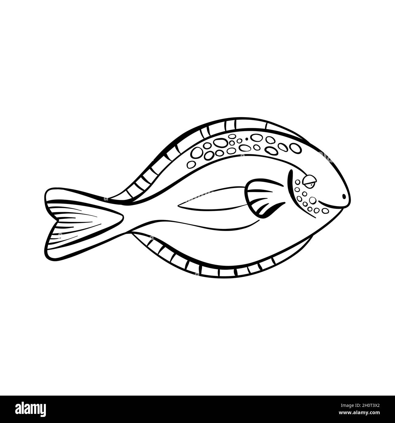 Chirurgo di pesce disegnato a mano. Icona di stile del doodle vettoriale Illustrazione Vettoriale