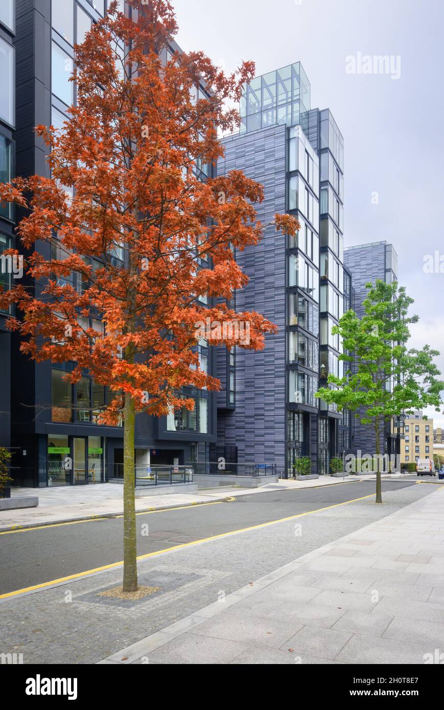 Edimburgo, Scozia, Regno Unito: Quartermile Housing and business development by Foster + Partners in autunno Foto Stock