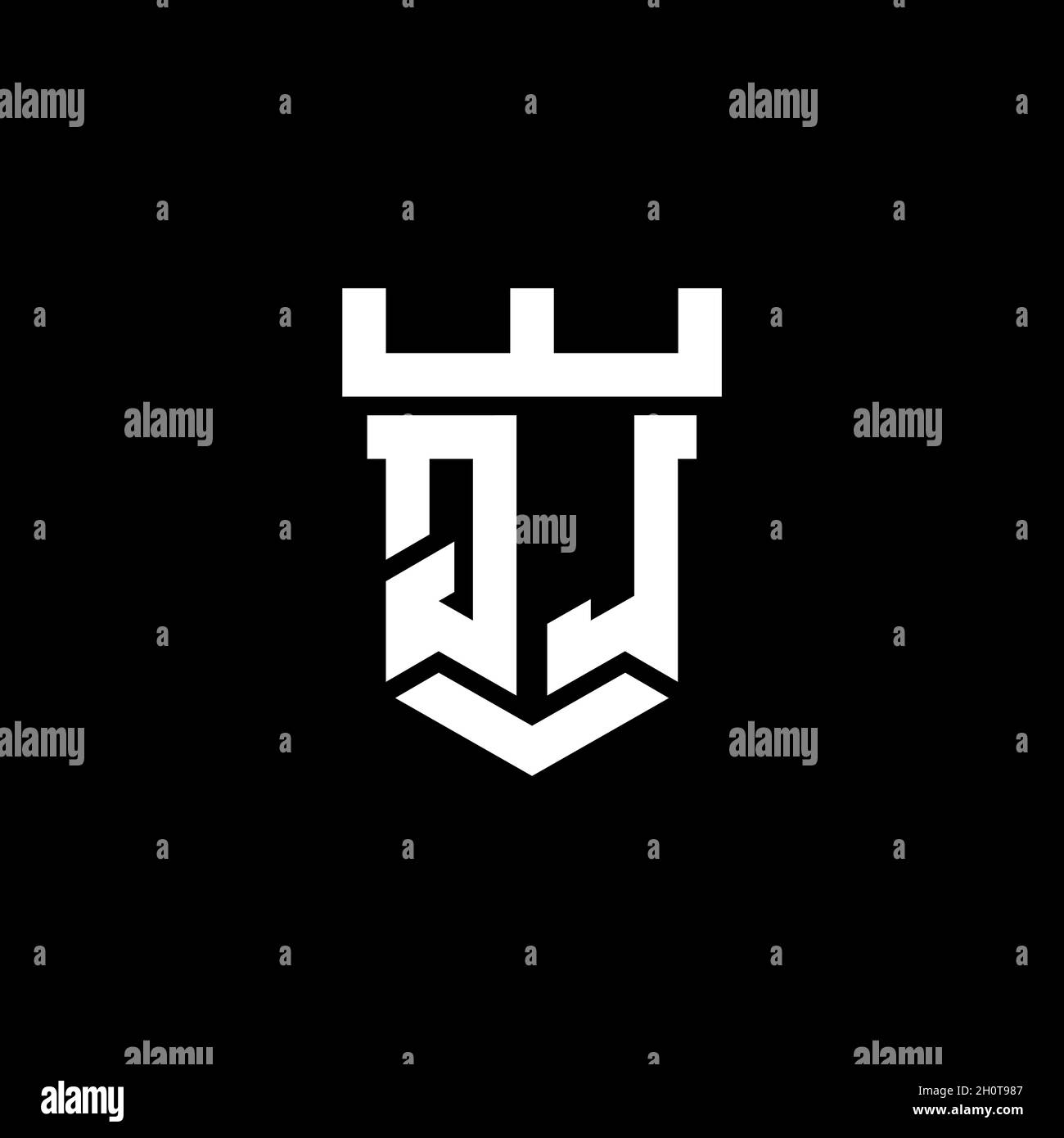 LOGO QL monogramma iniziale con modello di design a forma di castello isolato su sfondo nero Illustrazione Vettoriale