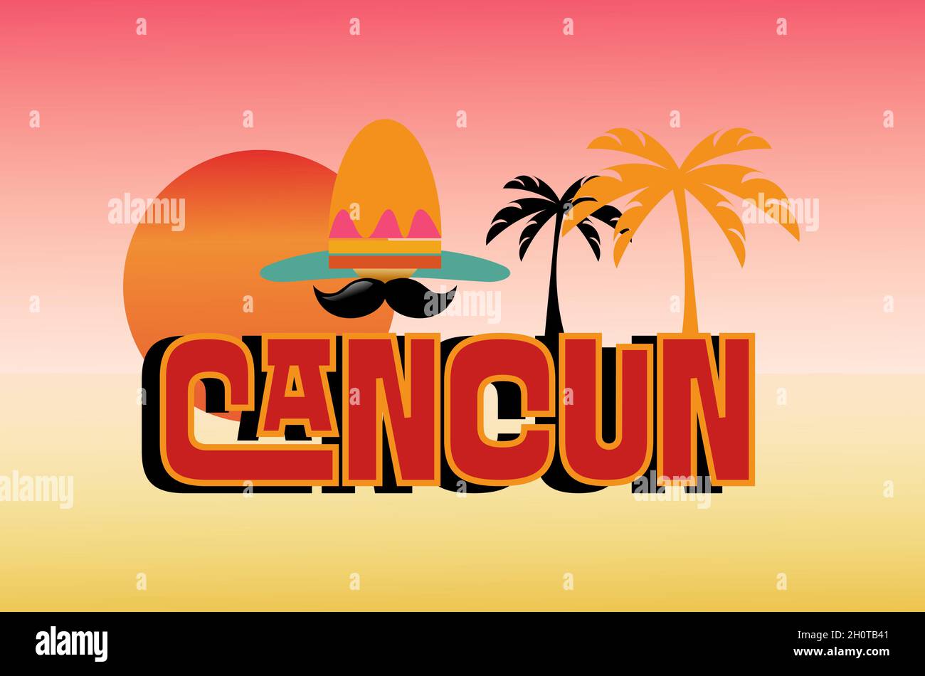 Cancun Mexico Vector Illustrazione su sfondo bianco Illustrazione Vettoriale