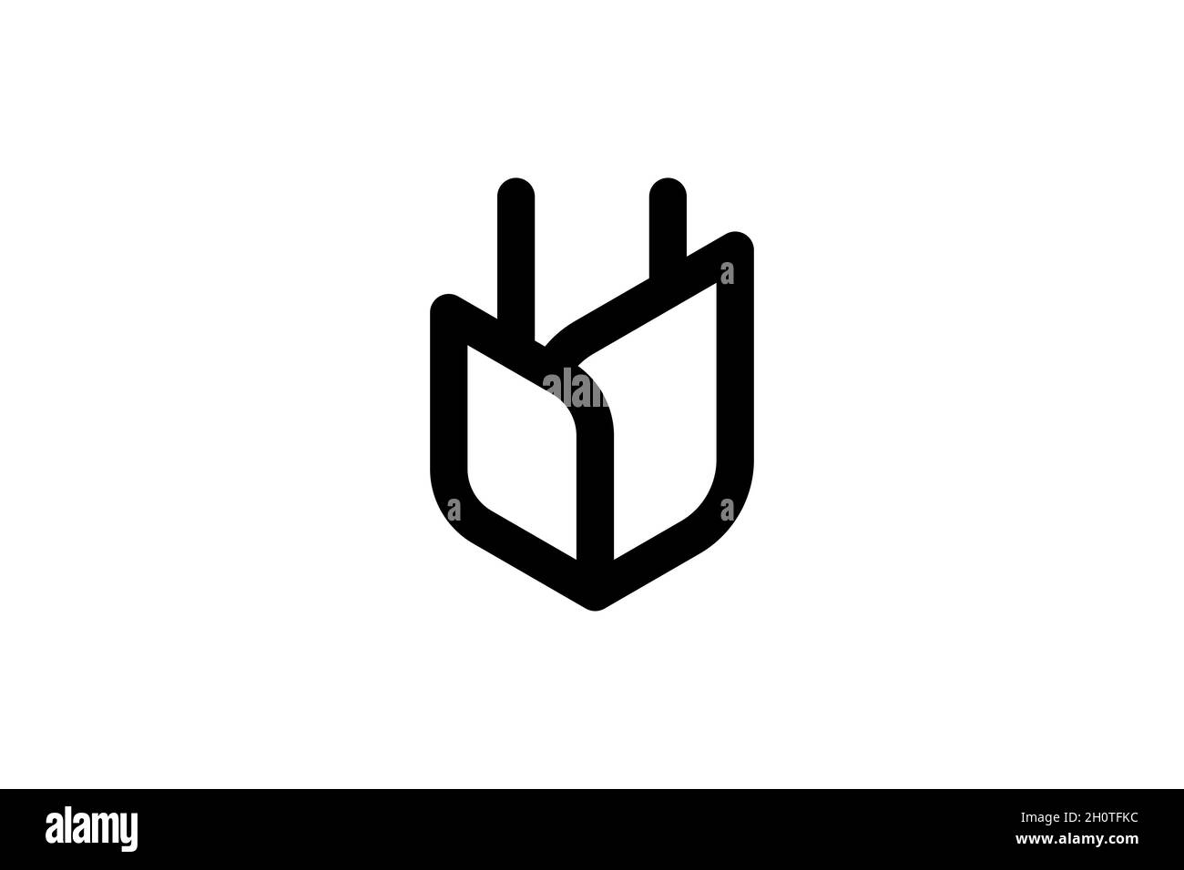 Spina elettrica in forma di fiore logo concetto di design. Logotipo astratto della società di tecnologia elettrica energia verde. Segno di identità del marchio aziendale. Illustrazione eps lineare isolato dal vettore Illustrazione Vettoriale