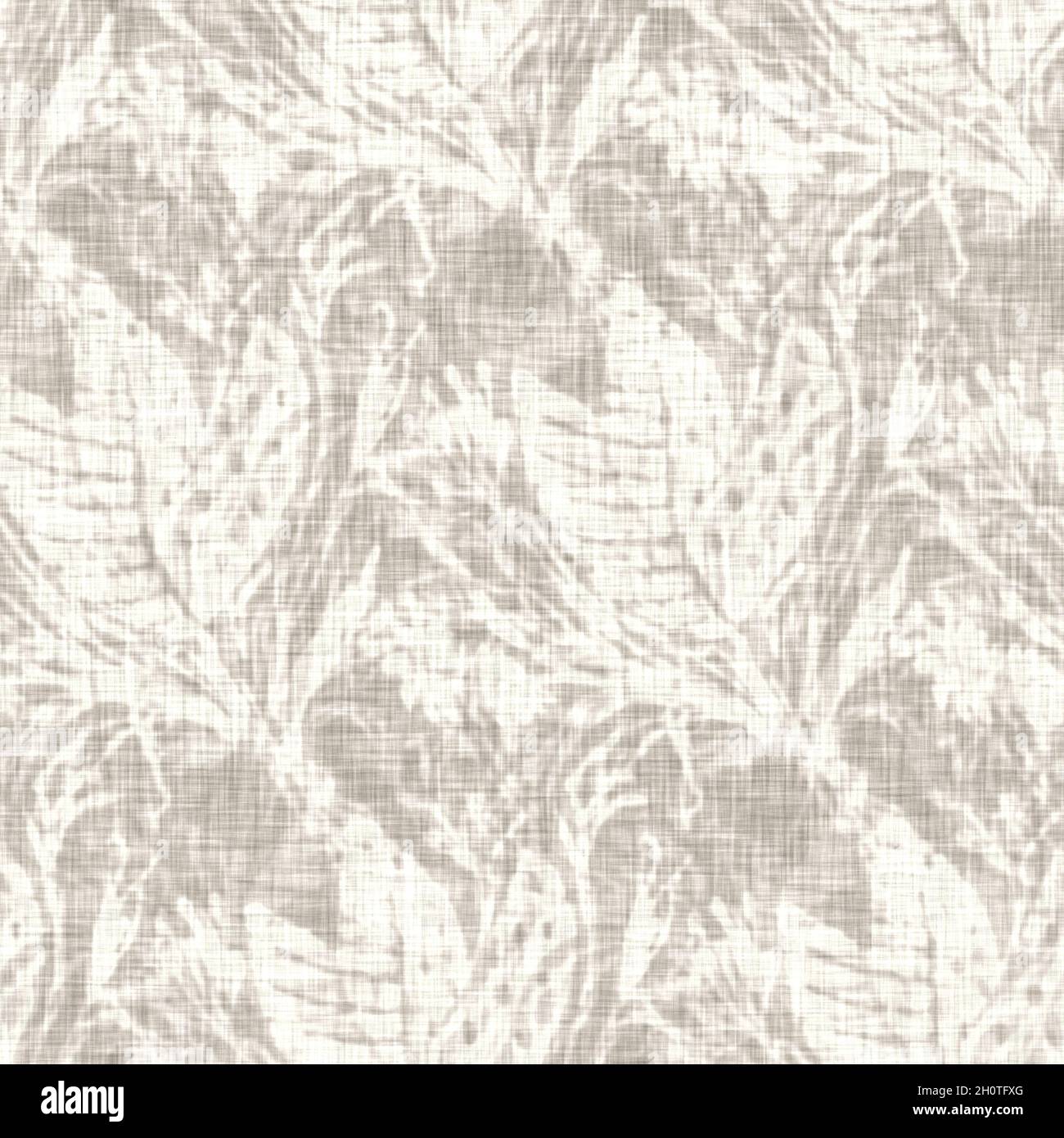 Tessuto di lino con motivo floreale grigio disegnato a mano. Capricci da giardino senza cuciture. Moderna primavera doodle floreale natura tessuto per arredamento casa. Botanico Foto Stock