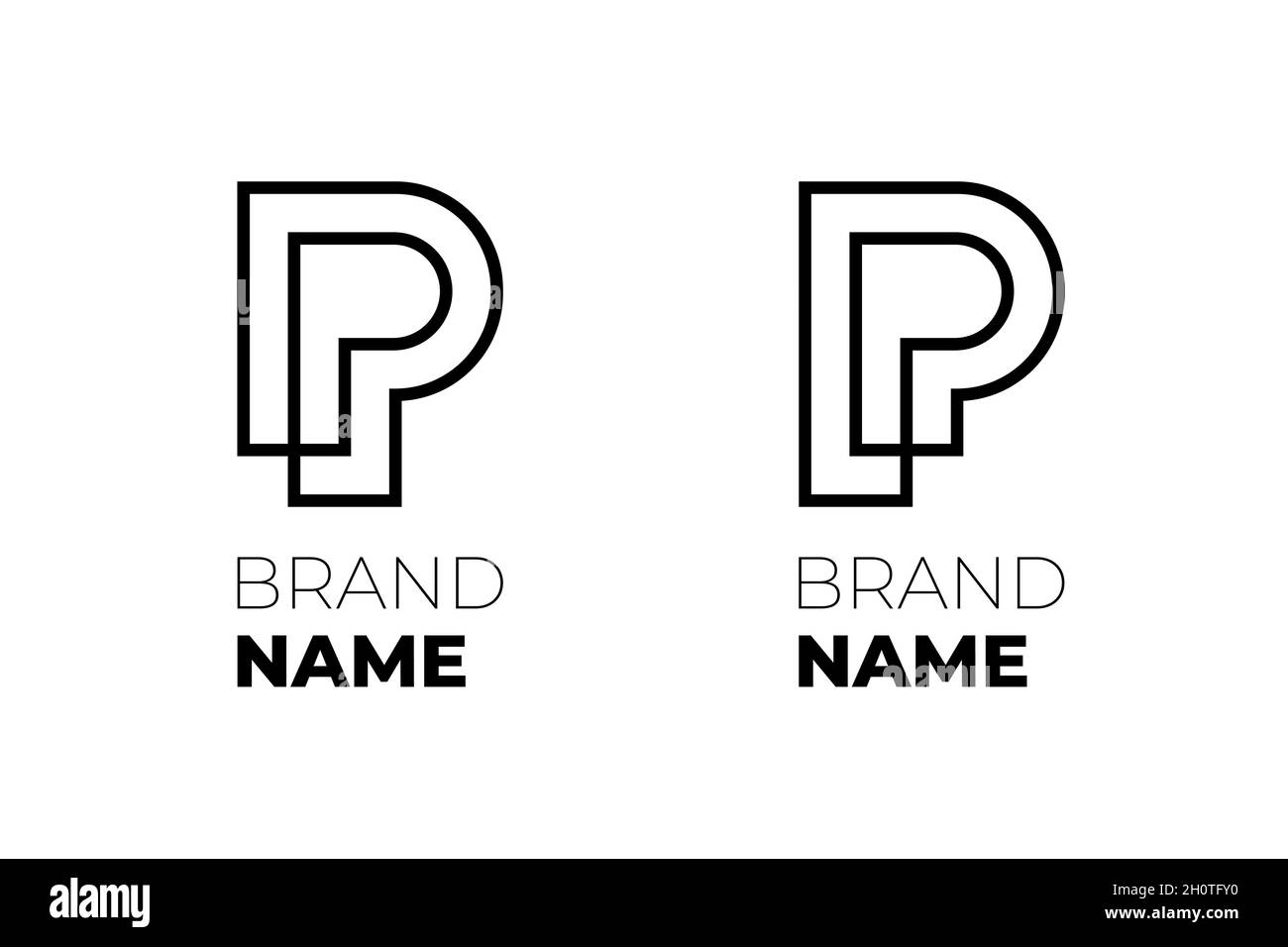 Lettere iniziali PP set per il concetto di logotipo di identità aziendale. Due logo P linear combinati per il design aziendale. Modello di segni monogrammi isolati dal vettore Illustrazione Vettoriale