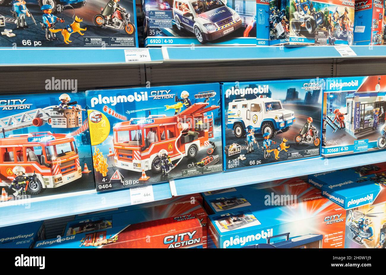 Giocattoli Playmobil nei grandi magazzini. Foto Stock