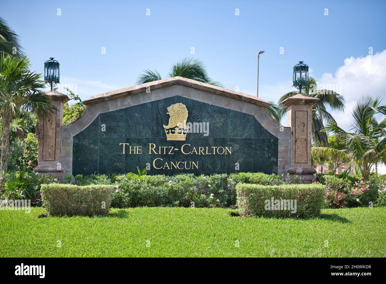 Segno del Ritz-Carlton Cancun, Messico, 2021 Foto Stock