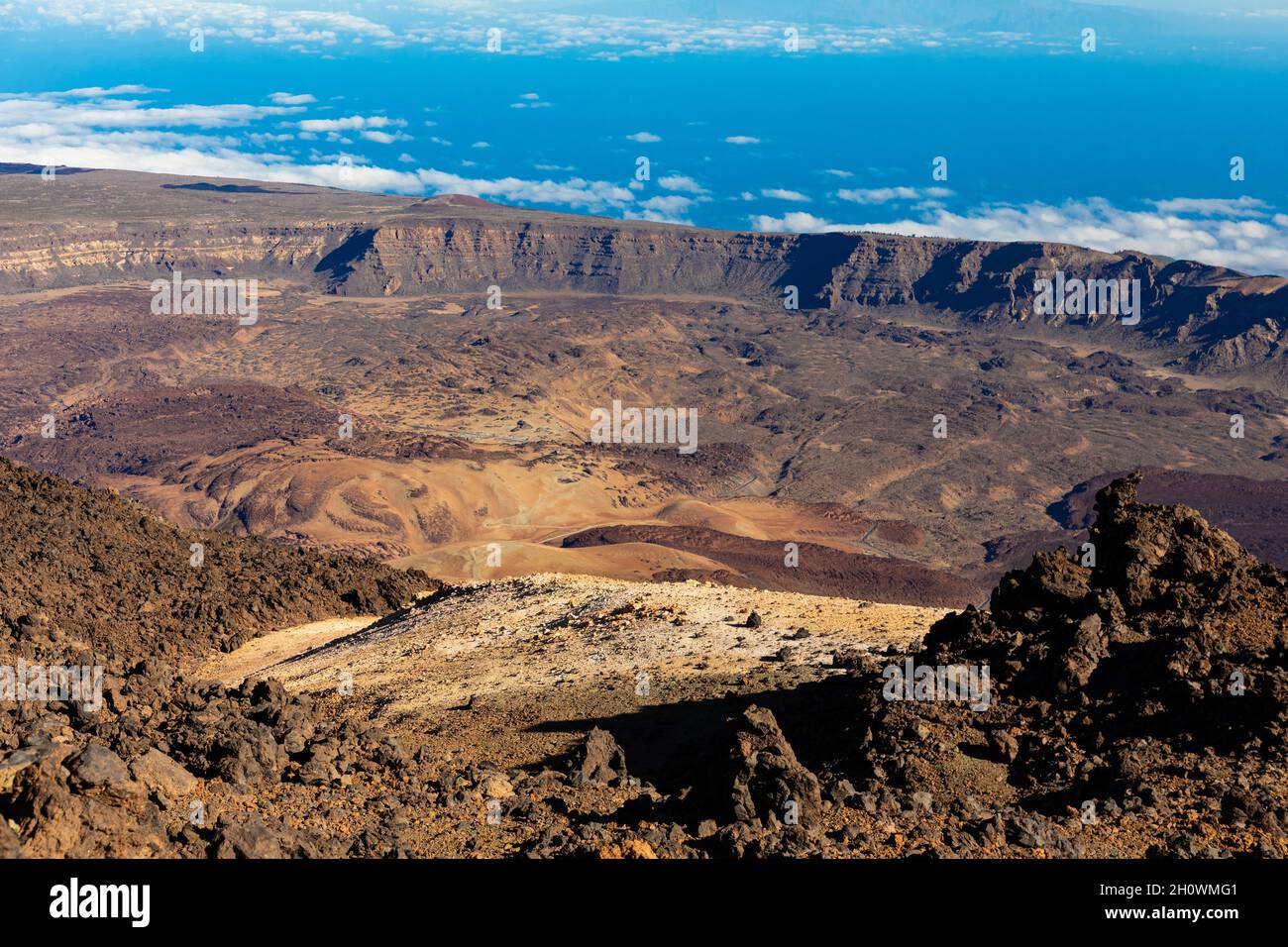 La caldera di Las Cañadas (Ucancla) nel Parco Nazionale del Teide a Tenerife Foto Stock
