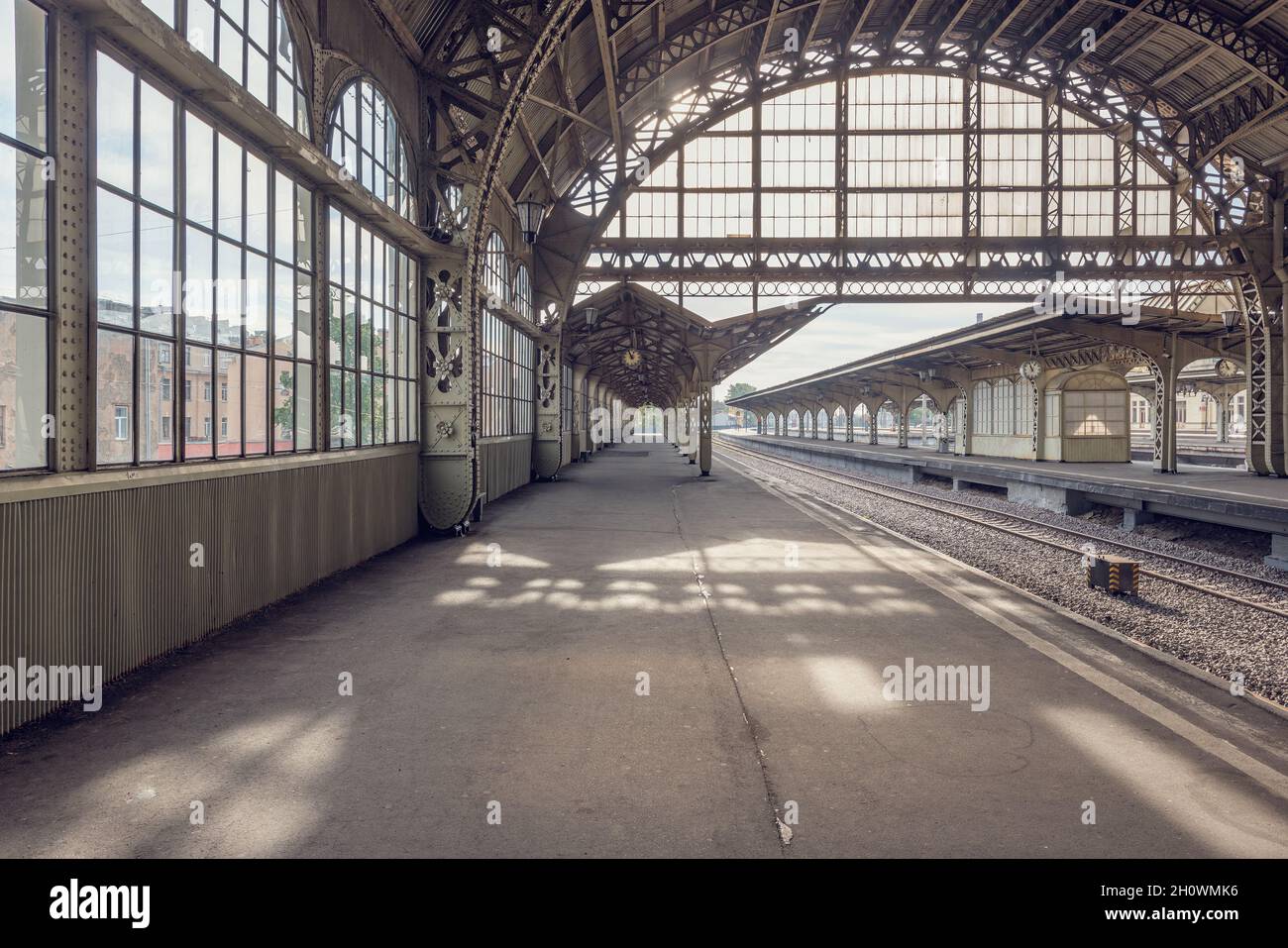 Stazione ferroviaria Vitebsky. Fu la prima stazione ferroviaria ad essere costruita a San Pietroburgo e l'intero impero russo, aperto nel 1837. Saint Foto Stock