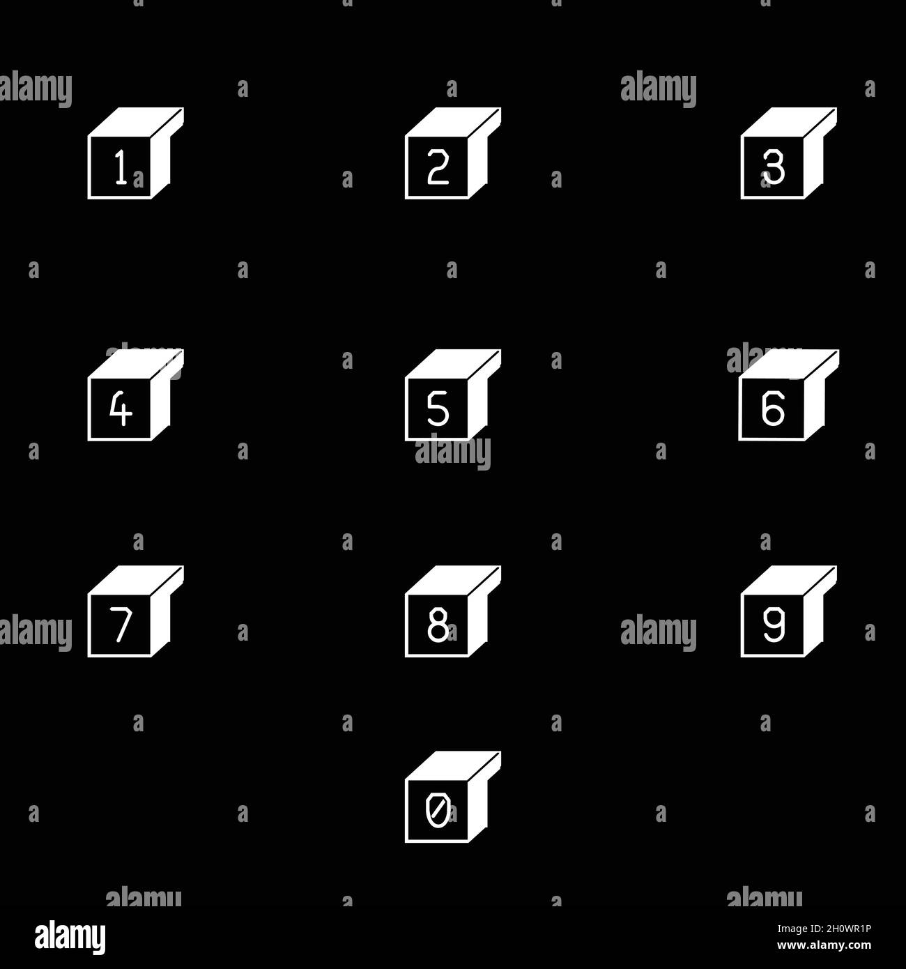 Set di numeri da 1 a 9 e 0. I simboli numerici possono essere utilizzati come Web, poster, brochure Illustrazione Vettoriale