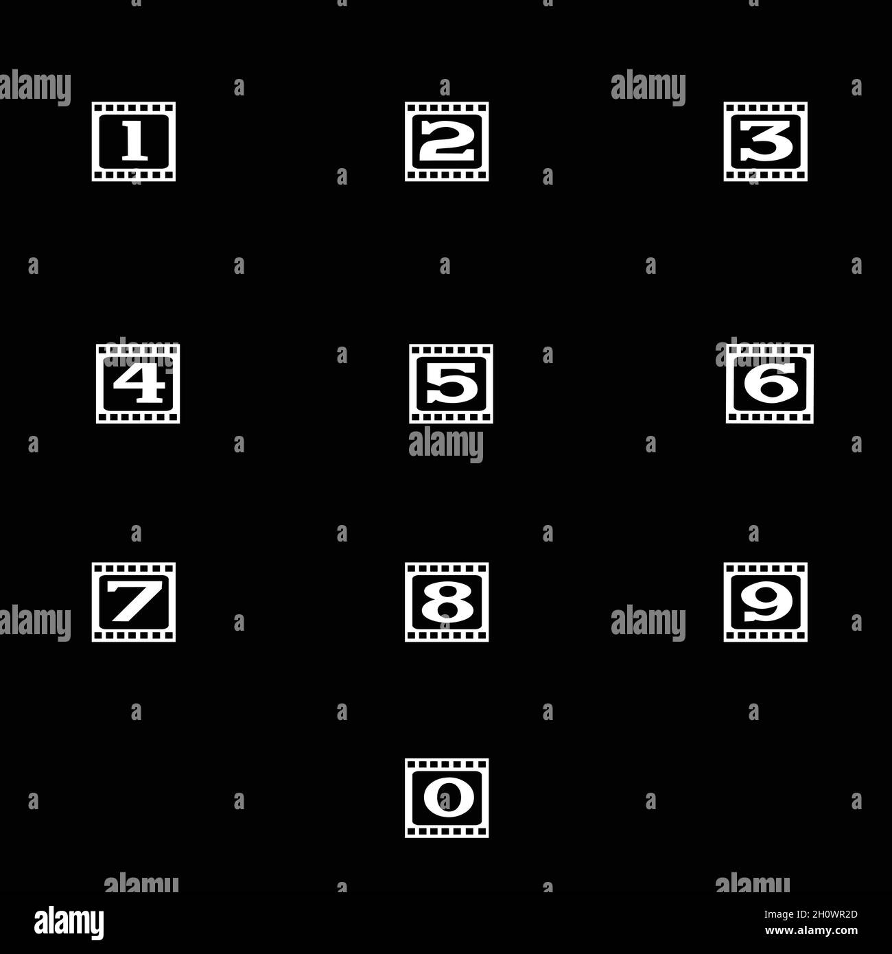 Set di numeri da 1 a 9 e 0. I simboli numerici possono essere utilizzati come Web, poster, brochure Illustrazione Vettoriale