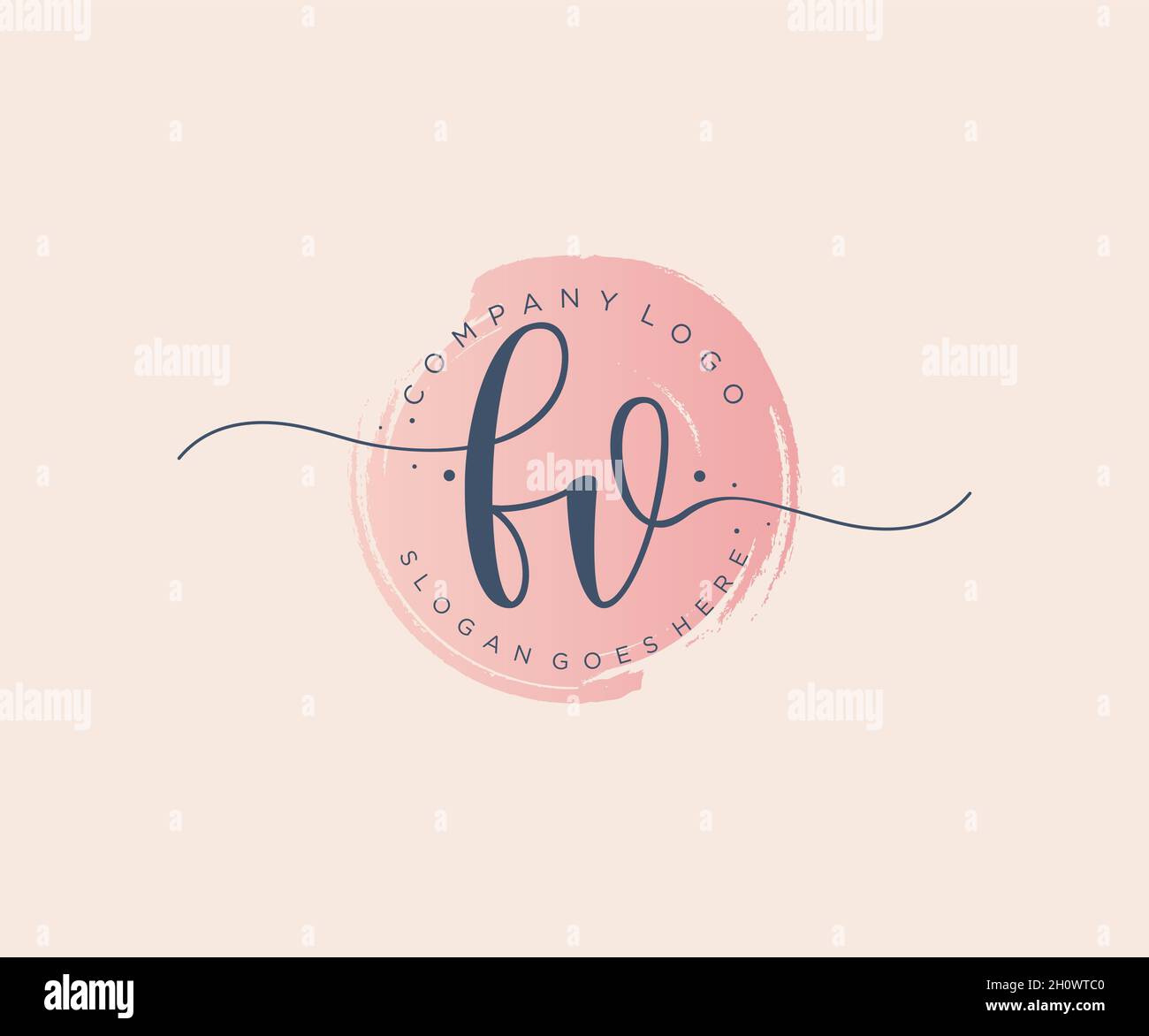 Logo FV femminile. Utilizzabile per la natura, salone, centro benessere, cosmetici e loghi di bellezza. Elemento modello di disegno con logo a vettore piatto. Illustrazione Vettoriale