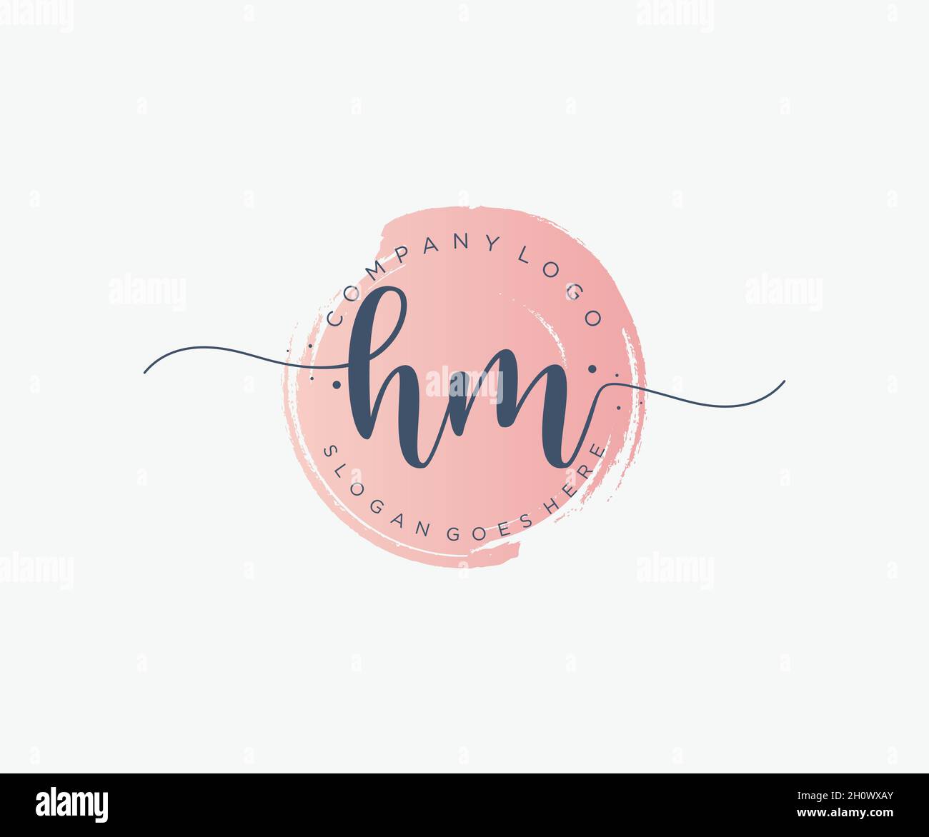 Logo HM femminile. Utilizzabile per la natura, salone, centro benessere, cosmetici e loghi di bellezza. Elemento modello di disegno con logo a vettore piatto. Illustrazione Vettoriale
