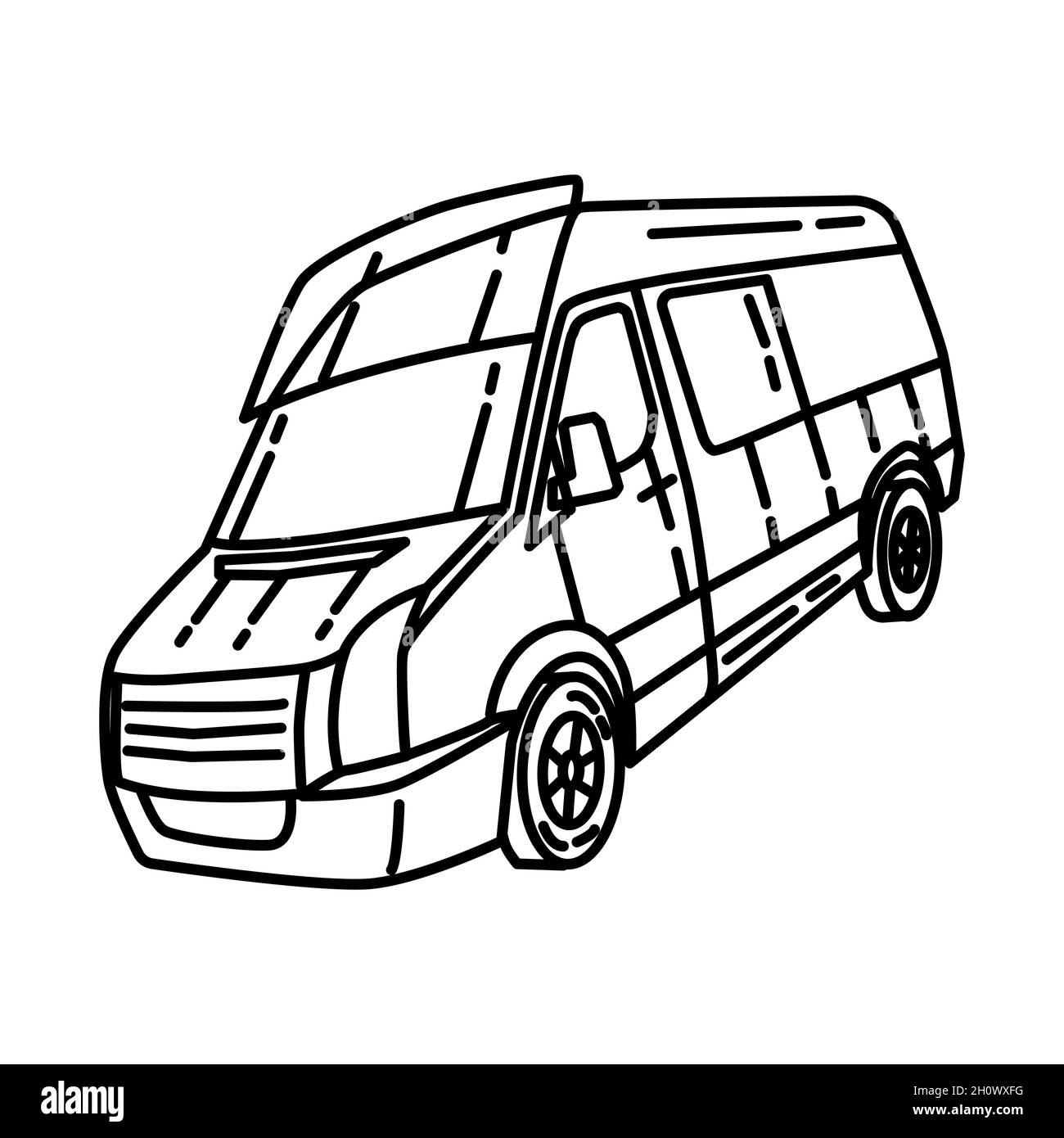 Polizia Riot Van parte di attrezzature e accessori polizia disegno a mano icona set Vector. Illustrazione Vettoriale