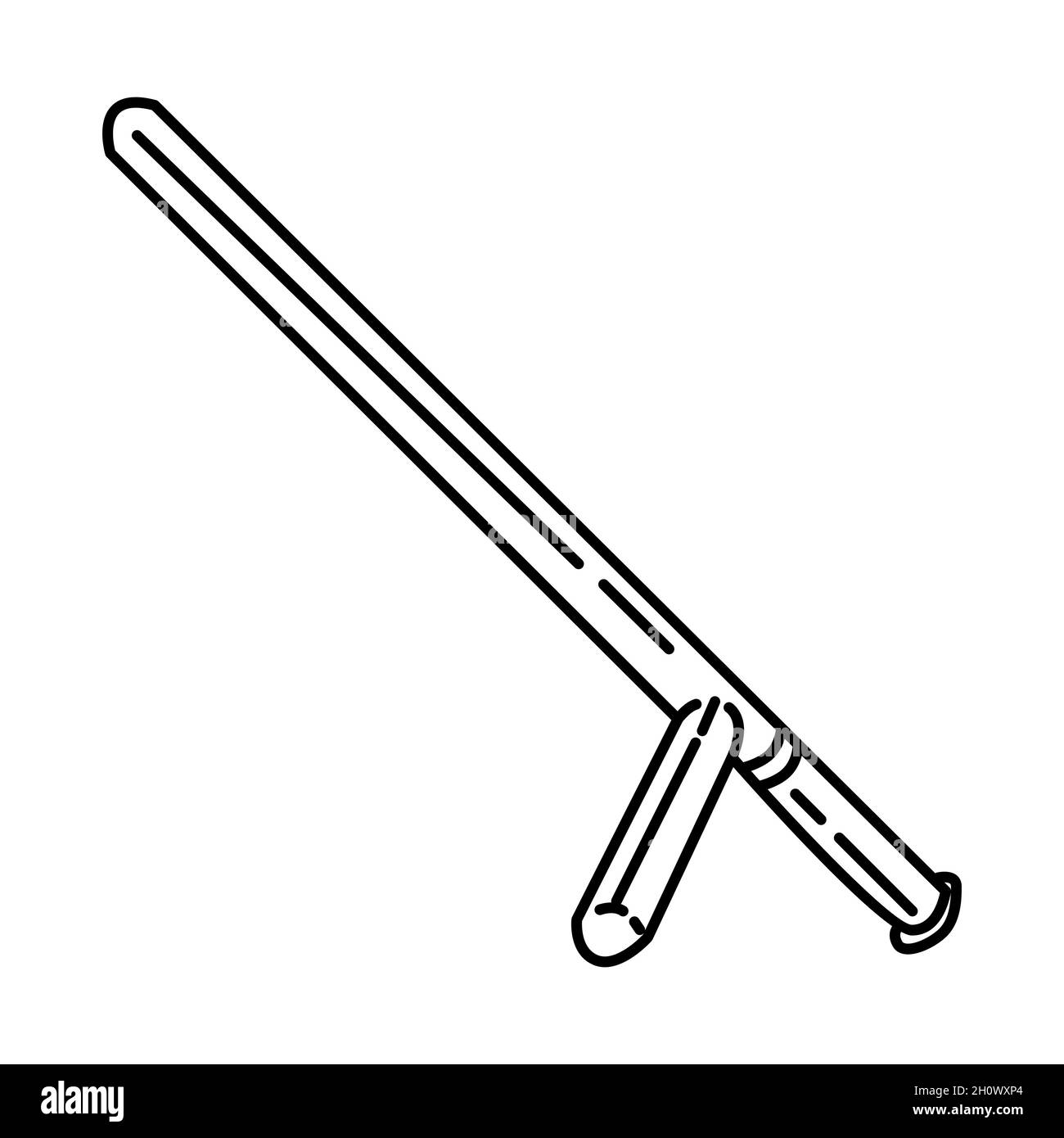 Polizia Riot Baton parte di attrezzature di polizia e accessori disegnati a mano icona set Vector. Illustrazione Vettoriale